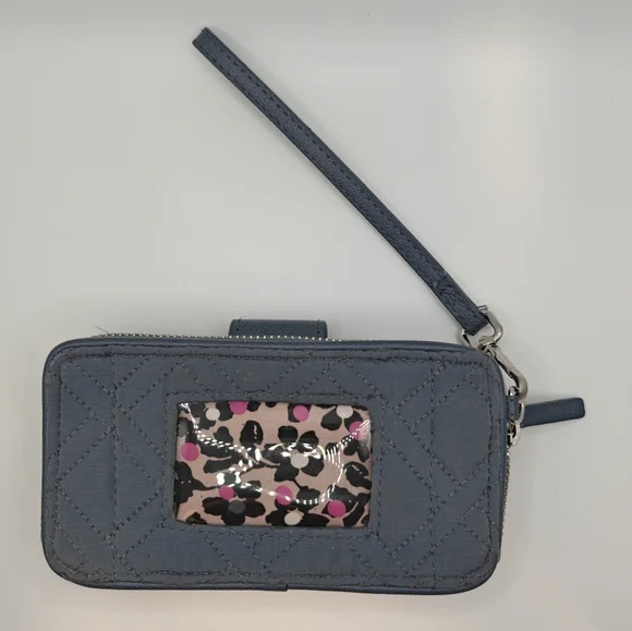 Vera Bradley RFID Smartphone Quilted Microfiber Wristlet Charcoal Gray - Picture 5 of 11